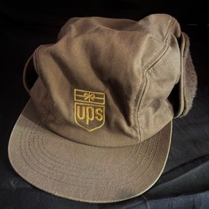 UPS United Parcel Service Vintage Winter Trapper Cap USA Old Logo K-Brand